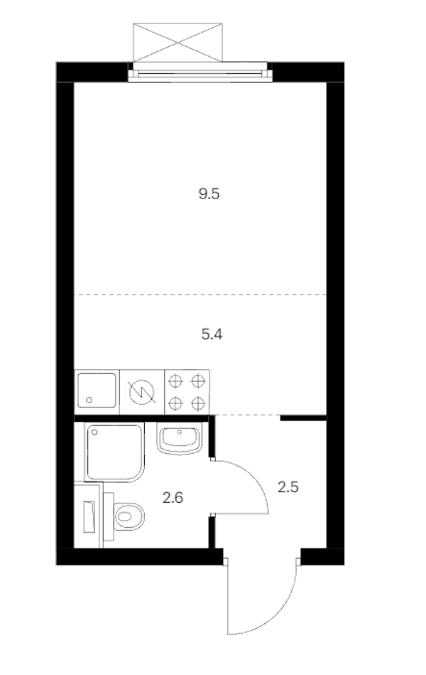 Квартира студия 20 м², 8/14 эт., ЖК «Витебский парк»